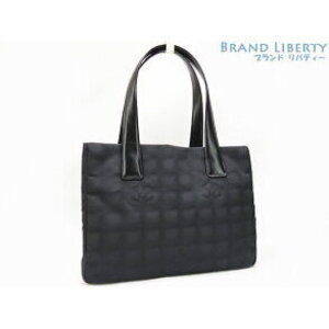 Chanel Travel Line Tote Bag Shoulder Black Nylon Leather